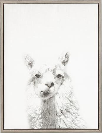 Kate and Laurel Sylvie Alpaca Framed Canvas by Simon Te, 18x24, Gray | Amazon (US)
