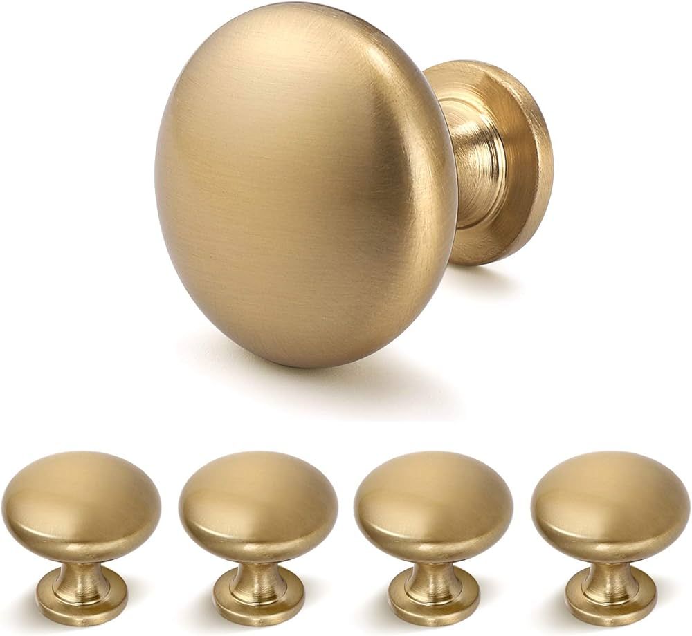 Brass Cabinet Knobs and Pulls Solid,Aged Gold Round Knob,Champagne Bronze Cabinet Knobs,1-1/5 Dia... | Amazon (US)