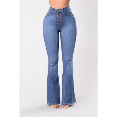 Womens Pants High Waist Denim Jeans Stretchy Fitted Pants Light Blue L | Target