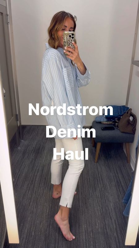 Nordstrom denim haul
1. Wit and wisdom skinny jeans with magical absolution waistband.
2. Madewell kick out crop denim - size down 
3. Wit and wisdom skinny ankle length, you would love the elastic waistband. keeps belly flat, eliminates muffin top.
4. Super stretchy raw hem mother jeans , so comfy 
5. Raw hem straight leg, true denim - little to no stretch. 

#LTKfindsunder100 #LTKover40