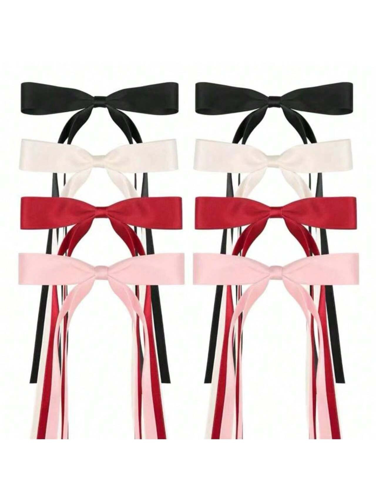 Trends8 PCS Silky Satin Hair Bows With Tassel For Women Grils, Tassel Ribbon Bowknot Hair Clips F... | SHEIN