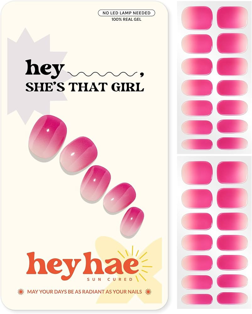 Heyhae Semi Cured Gel Nail Strips | No LED Lamp Needed |Pink, Ombre | Easy Apply & Remove, Salon ... | Amazon (US)