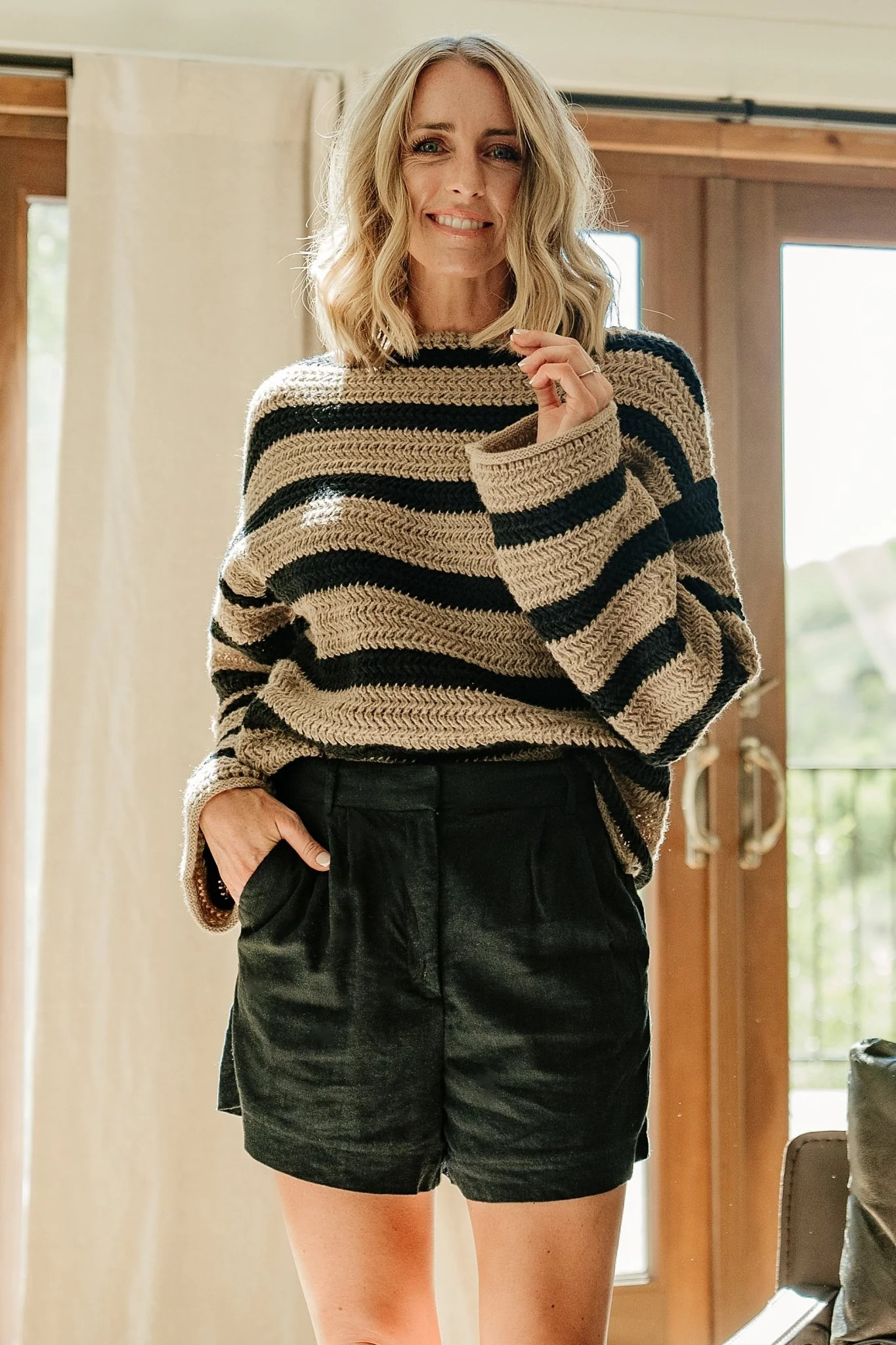 Robbie Striped Knit Sweater | Black + Camel | Baltic Born