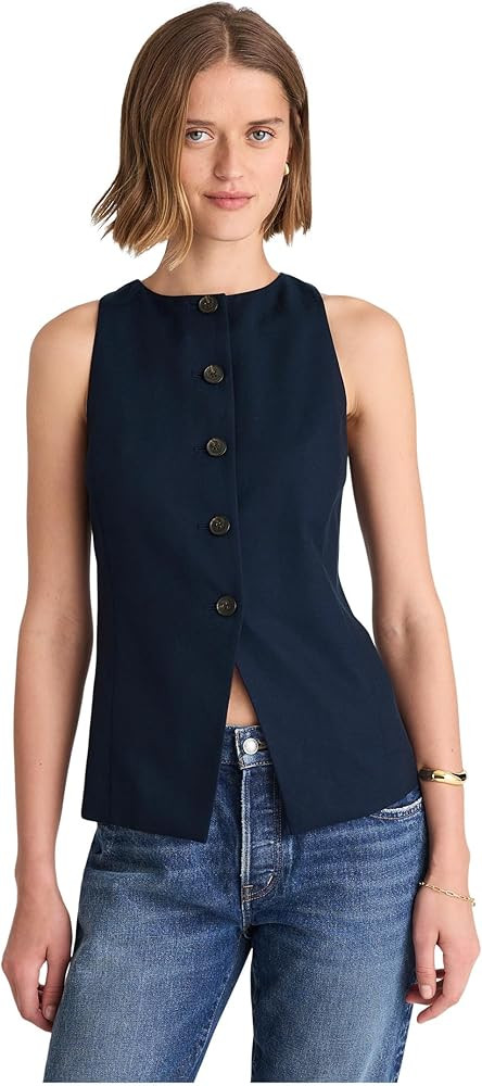 Madewell Women's Crewneck Cutaway Vest - Tencel Twill | Amazon (US)