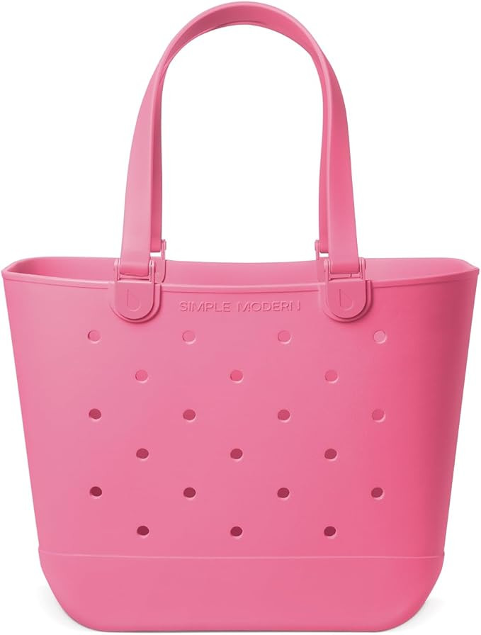 Simple Modern Waterproof Rubber Beach Bag | Extra Large | Pink | Getaway Tote Bag with Zipper Poc... | Amazon (US)
