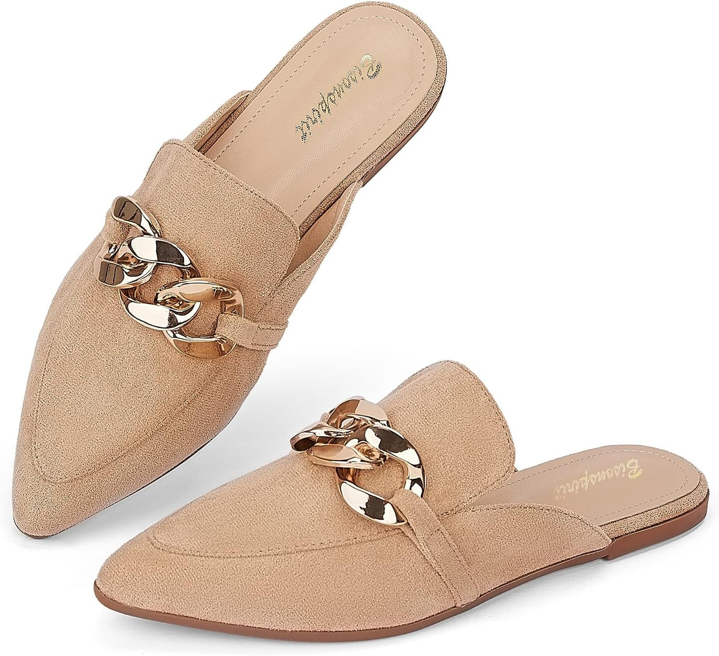 BISON SPIRIT Mules for Women Flats Pointed Toe Slip On Slides Loafer Shoes | Amazon (US)