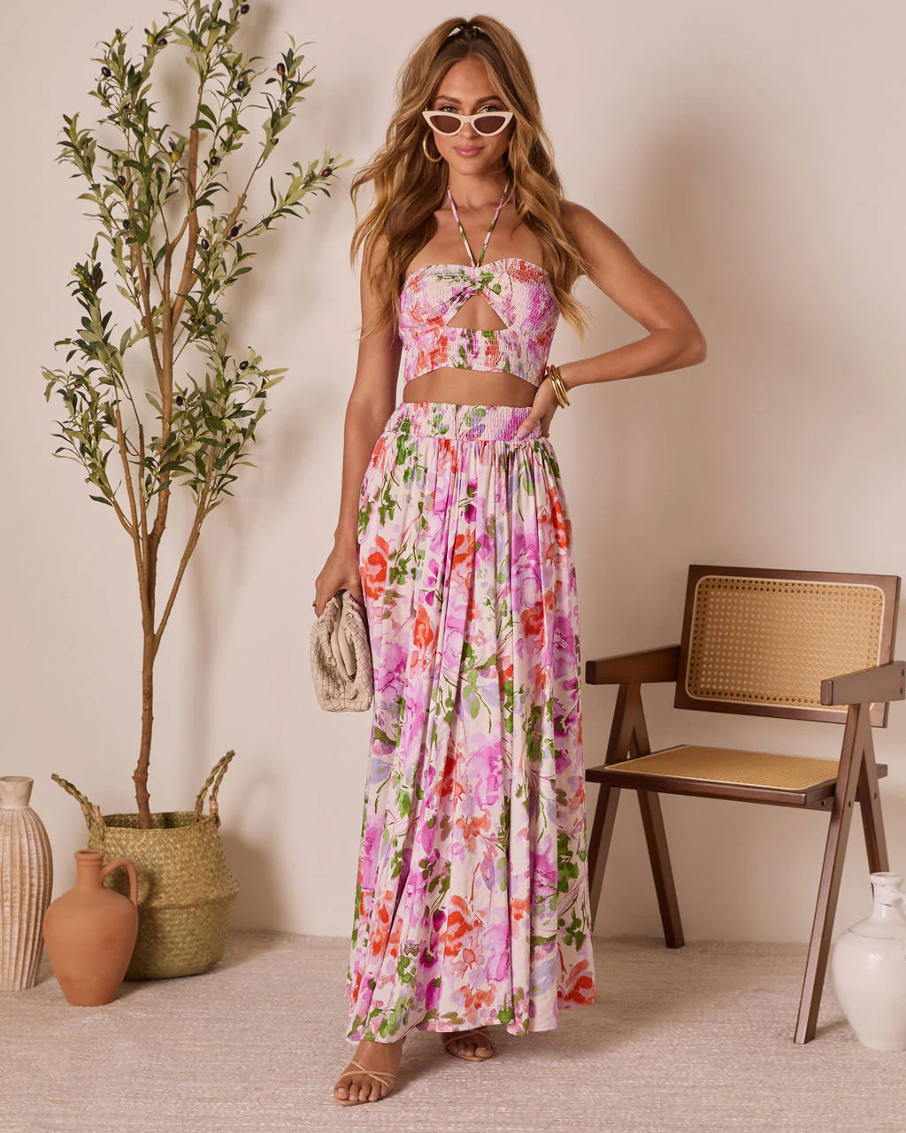 Moonpetal Smocked Floral Halter Top | VICI