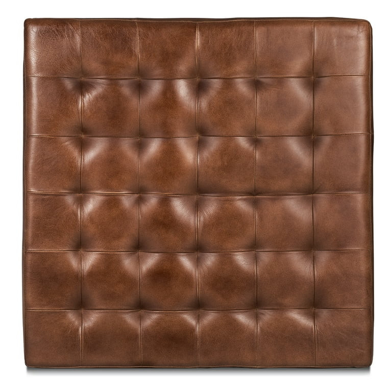 Edgemod Traversa Ottoman in Tan Leather and Black Legs | Walmart (US)
