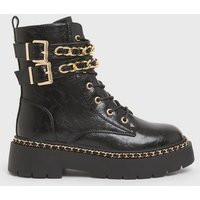 Little Mistress Black Chain Chunky Biker Boots New Look | New Look (UK)