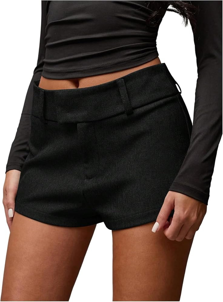 RoseSeek Women's Elegant Mini Shorts Dressy Casual Office Work Summer Shorts with Pockets | Amazon (US)