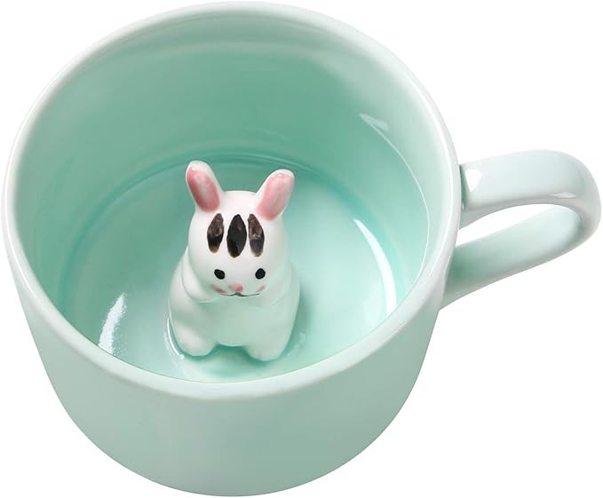 Surprise 3D Coffee Mug Animal Inside 8 oz with Bunny,Cute Cartoon Handmade Ceramics Cup,Christmas... | Amazon (US)