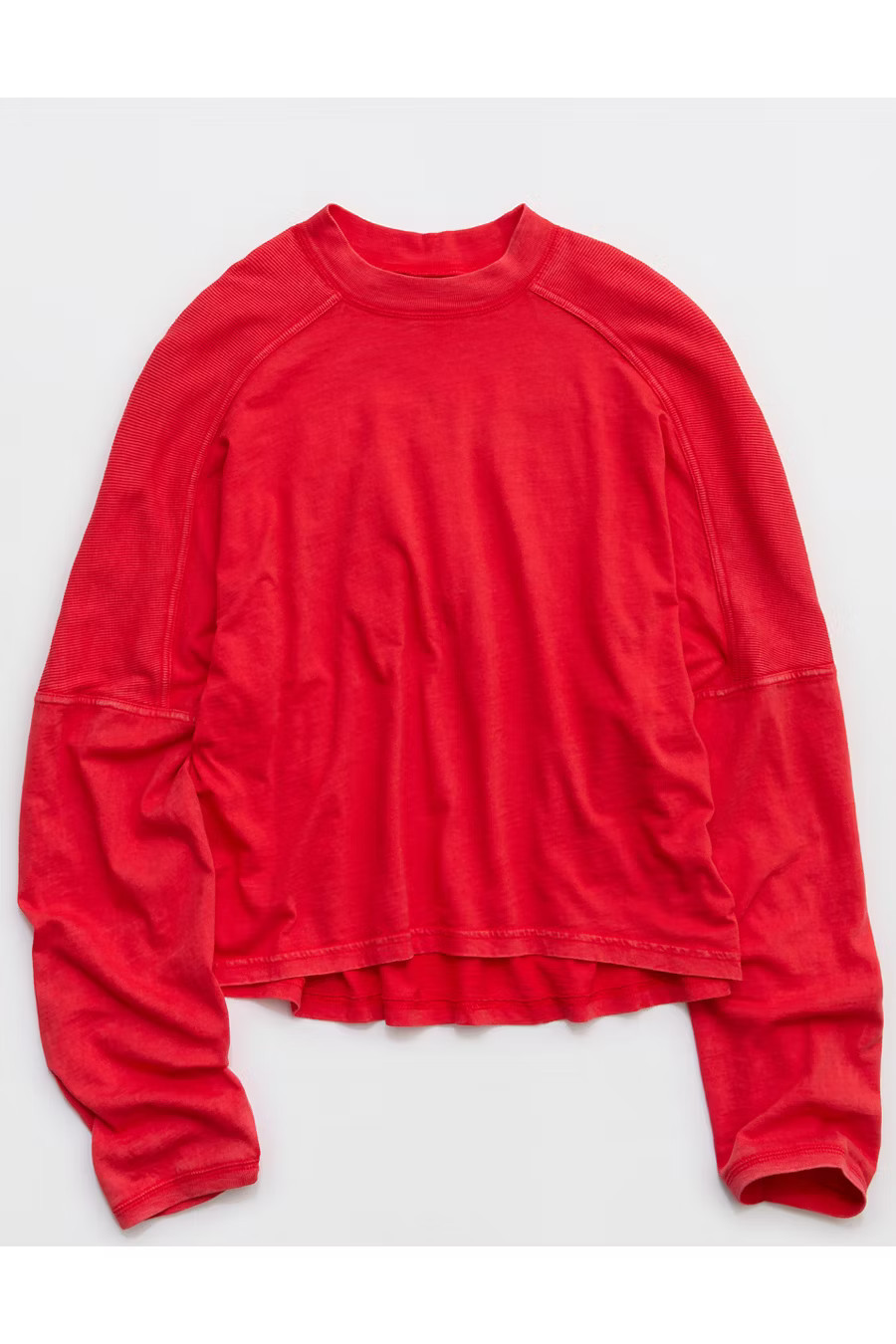 Aerie Cozy Mock-Neck T-Shirt Women's Bright Red L | Aerie