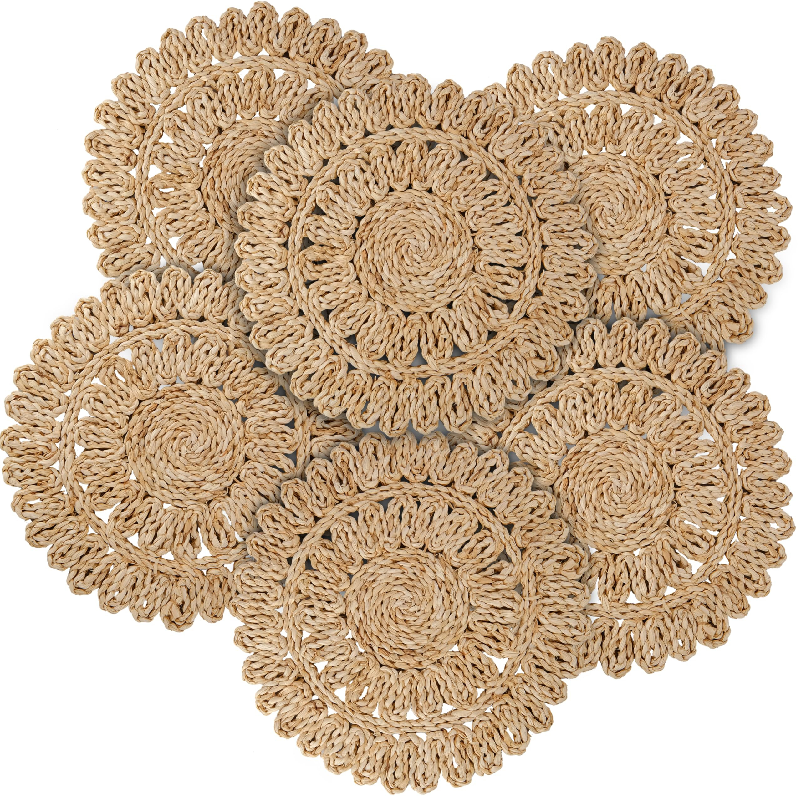 13.8" Corn Husk Woven Round Placemats Set of 6 - Wicker Boho Farmhouse Placemats - Rattan Table M... | Amazon (US)