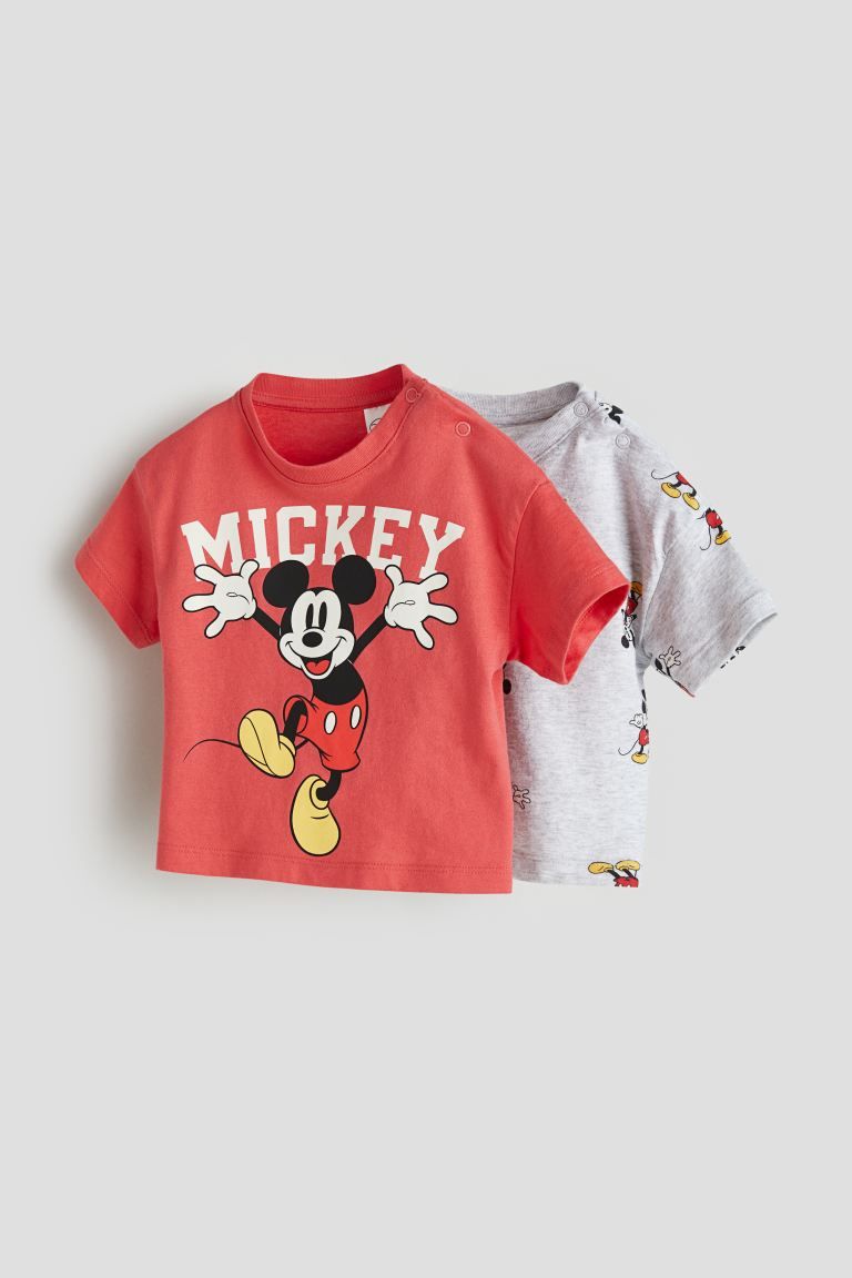2-pack Cotton T-shirts - Red/Mickey - Kids | H&M US | H&M (US + CA)