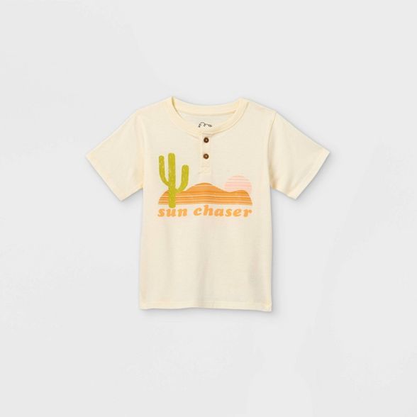 Toddler Boys' Sun Chaser Henley Short Sleeve T-Shirt - art class™ Cream | Target