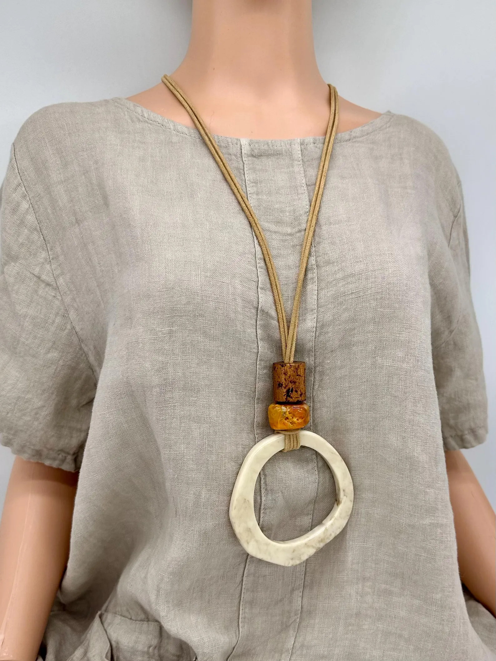Modern earth tone statement necklace , cream and brown necklace | Etsy (Global)