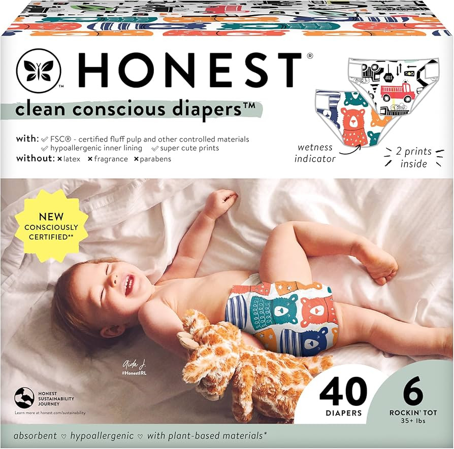 The Honest Company Clean Conscious Diapers | Plant-Based, Sustainable | Beary Cool + Big Trucks |... | Amazon (US)
