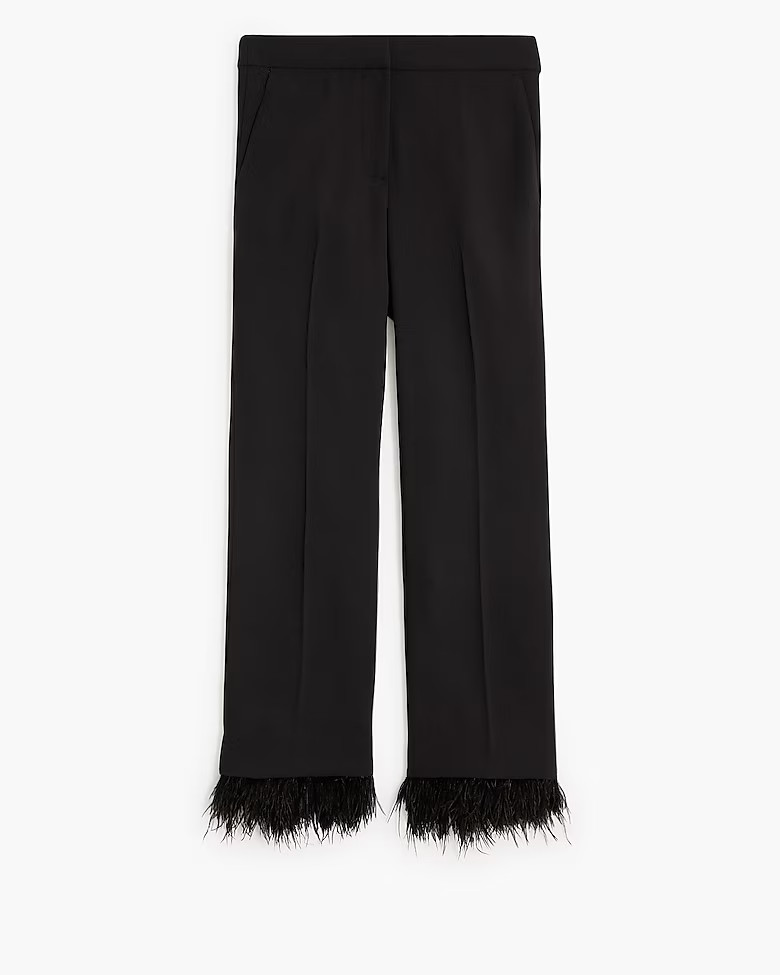 Feather-trim flare cropped pant | J.Crew Factory