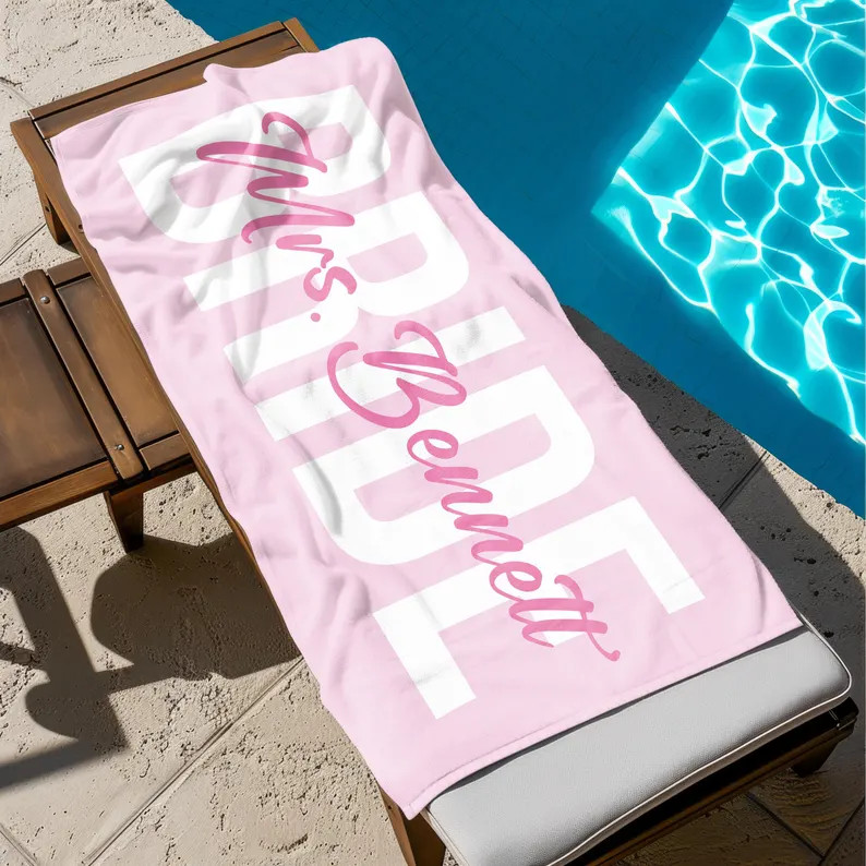 Custom Bride Beach Towel, Personalized Wedding Gift - Etsy | Etsy (US)