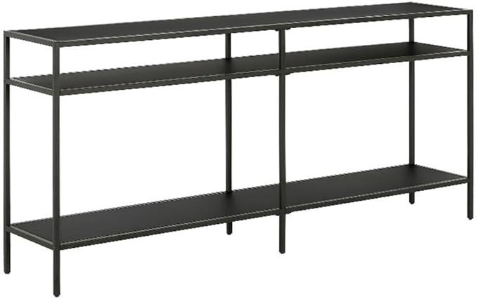 Henn&Hart 64" Wide Rectangular Console Table with Metal Shelves in Blackened Bronze, Entryway Tab... | Amazon (US)