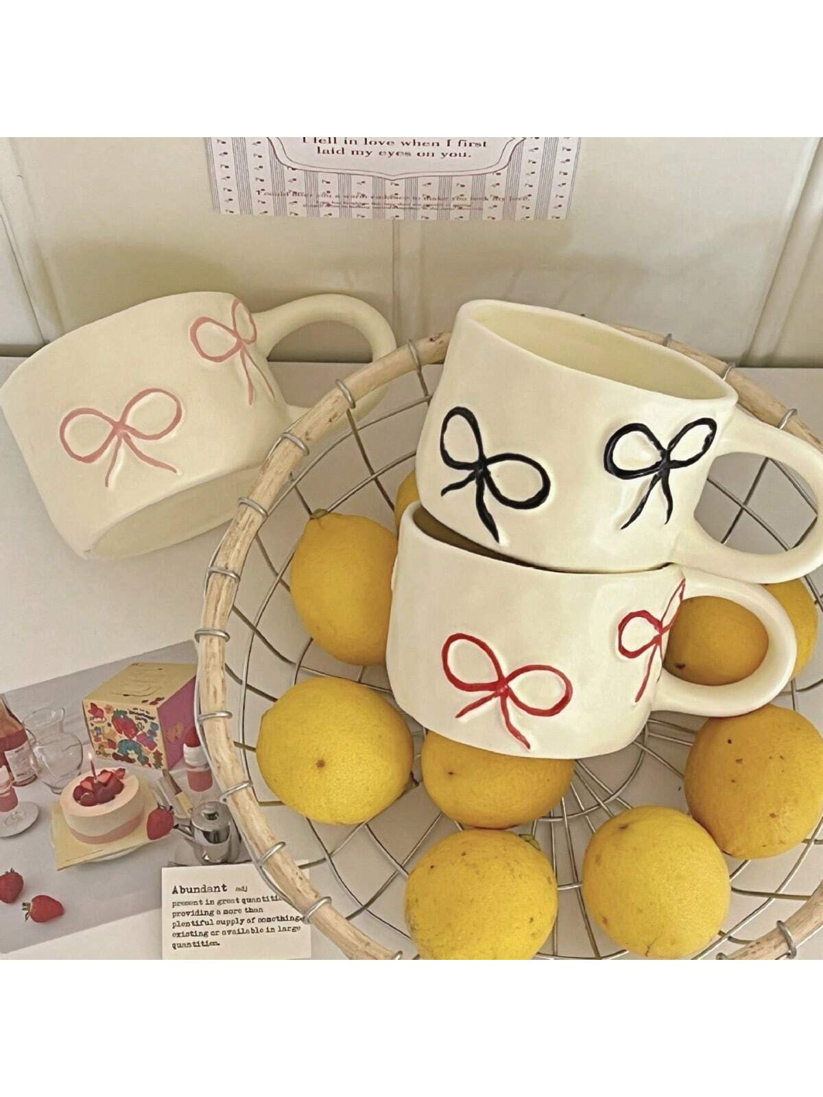 Trends1pc Embossed Bow Ceramic Mug, Suitable For Daily Use Cup For Coffee, Milk, Juice, Breakfast | SHEIN