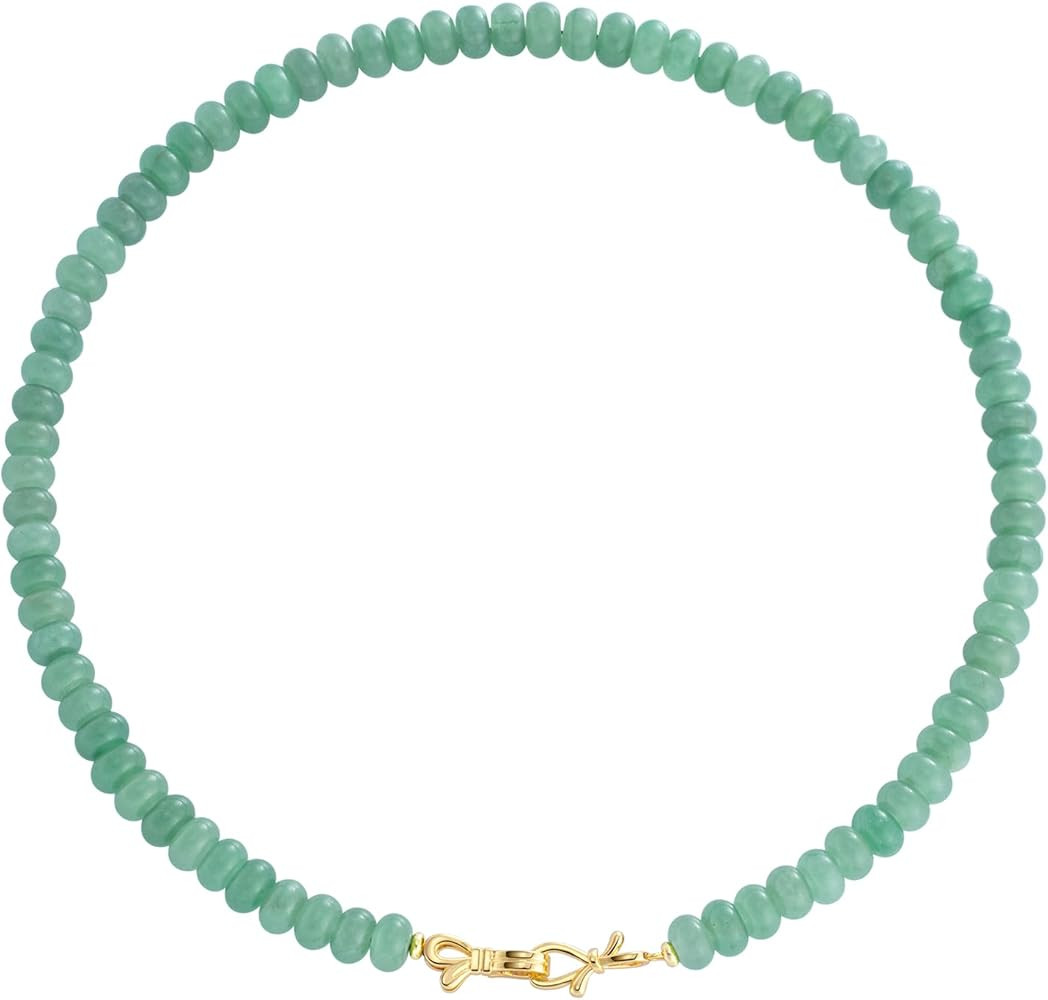 Rainbow Colorful Gemstone Beaded Choker Necklace for Women 14K Gold Bow Birthstone Beads Chokers ... | Amazon (US)