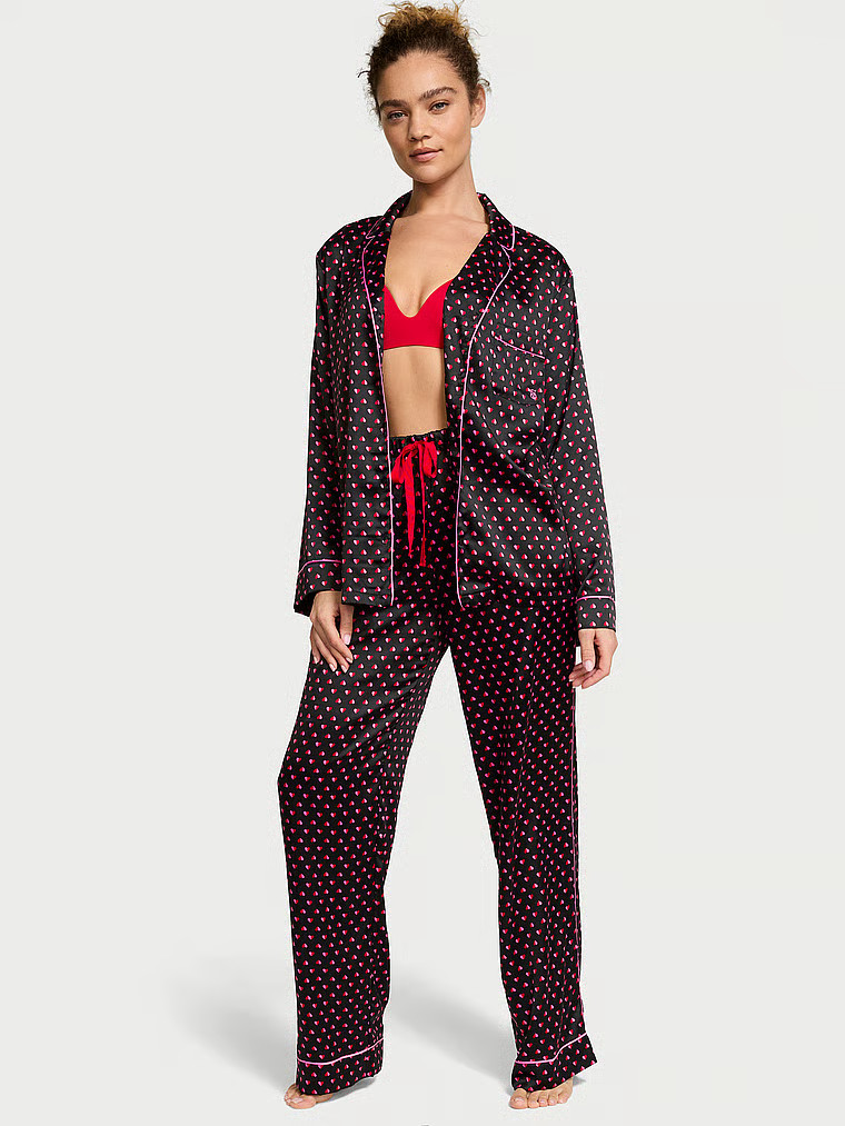 Buy Glazed Satin Long Pajama Set, NEW PEONY & LIPSTICK HEARTS - Order Pajamas Sets online - Victo... | Victoria's Secret (US / CA )