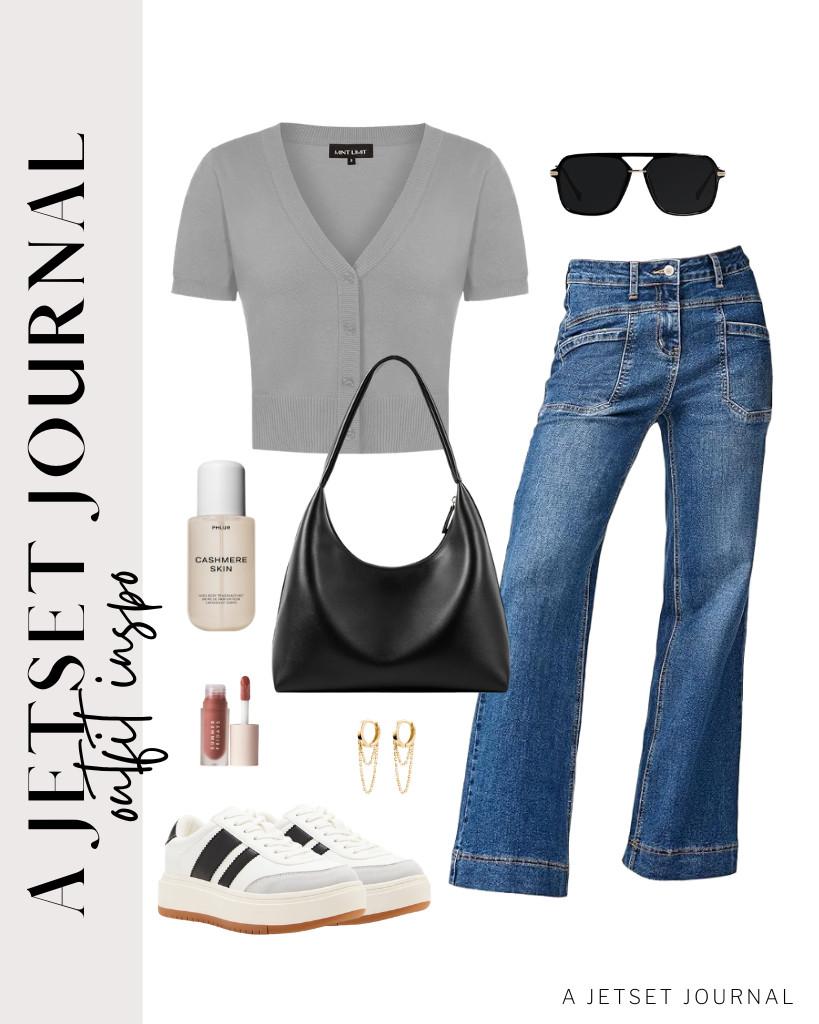 You can wear this ¾ sleeve button-down cardigan with EVALESS’ wide-leg bootcut jeans and sneakers. I also love pairing it with a Montana West bag and SOJOS sunnies. 

 #LTKSeasonal #LTKSaleAlert #LTKTravel