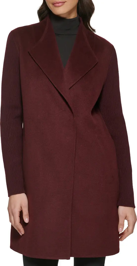 Knit Sleeve Wool Blend Coat | Nordstrom Rack