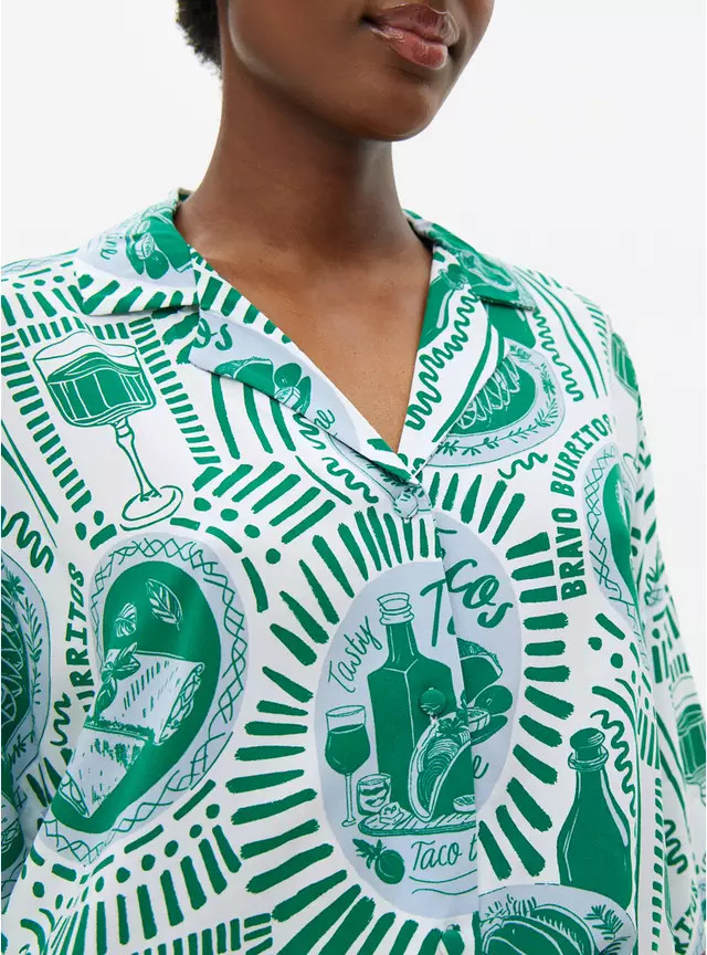 Green & Blue Taco Time Print Pyjama Set L | Tu Clothing