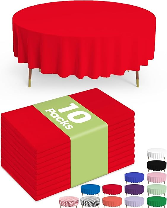 Pureegg Plastic Table Cloth Disposable 10 Pack, 84'' Round Table Cloths, Valentines Day, Thanksgi... | Amazon (US)