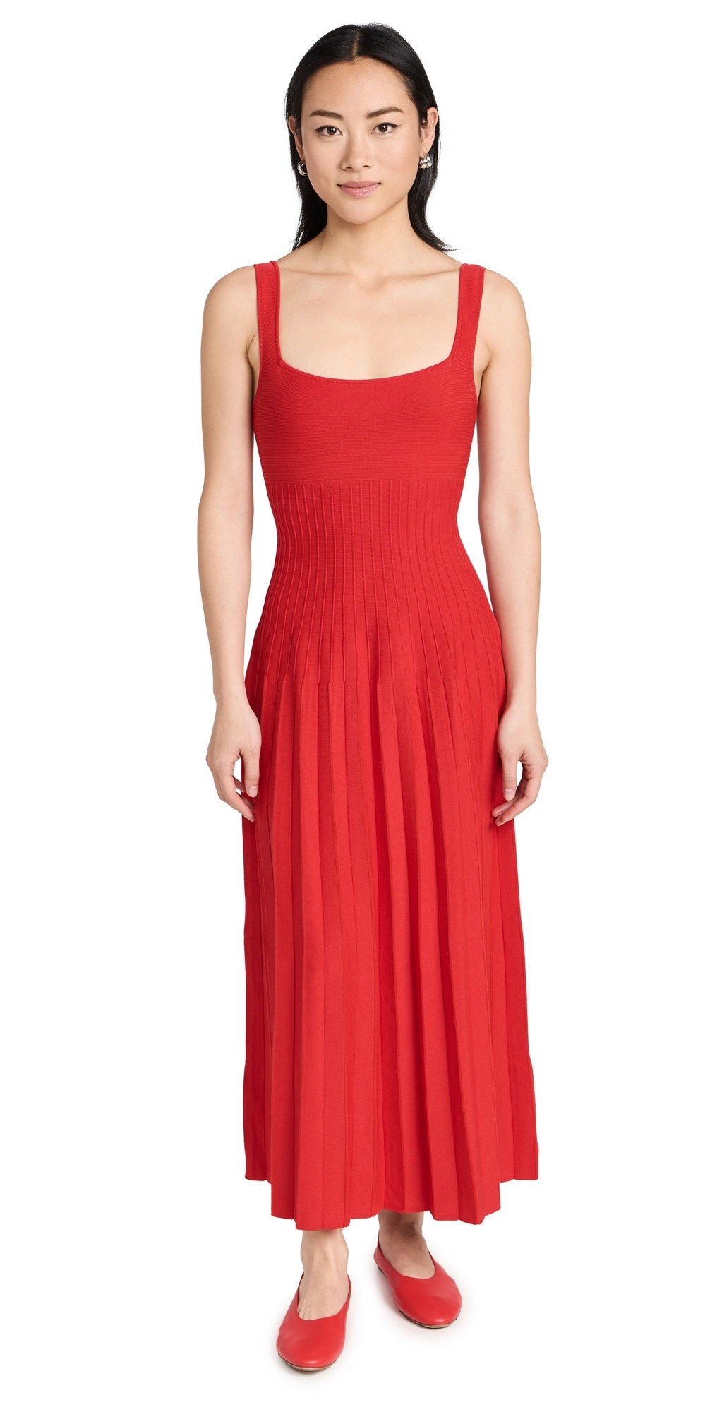 STAUD Ellison Dress Red Rose XS | Shopbop