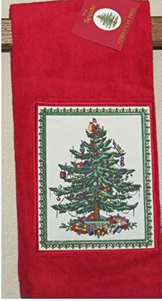 Spode Christmas Tree Terry Cloth Appliqued Kitchen Towel, Red | Amazon (US)