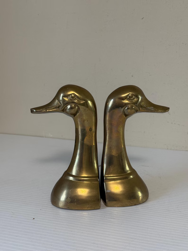 Mid-Century Brass Duck Head Bookends – Vintage 1950s Office Decor, Unique Gifts for Duck Lovers | Etsy (US)