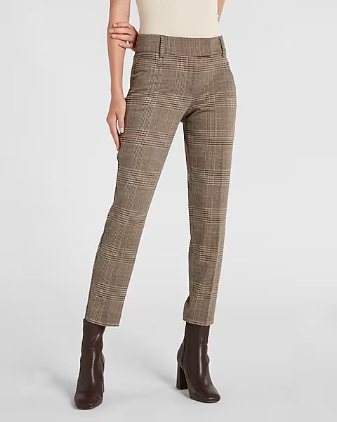 Mid Rise Plaid Ankle Pant | Express