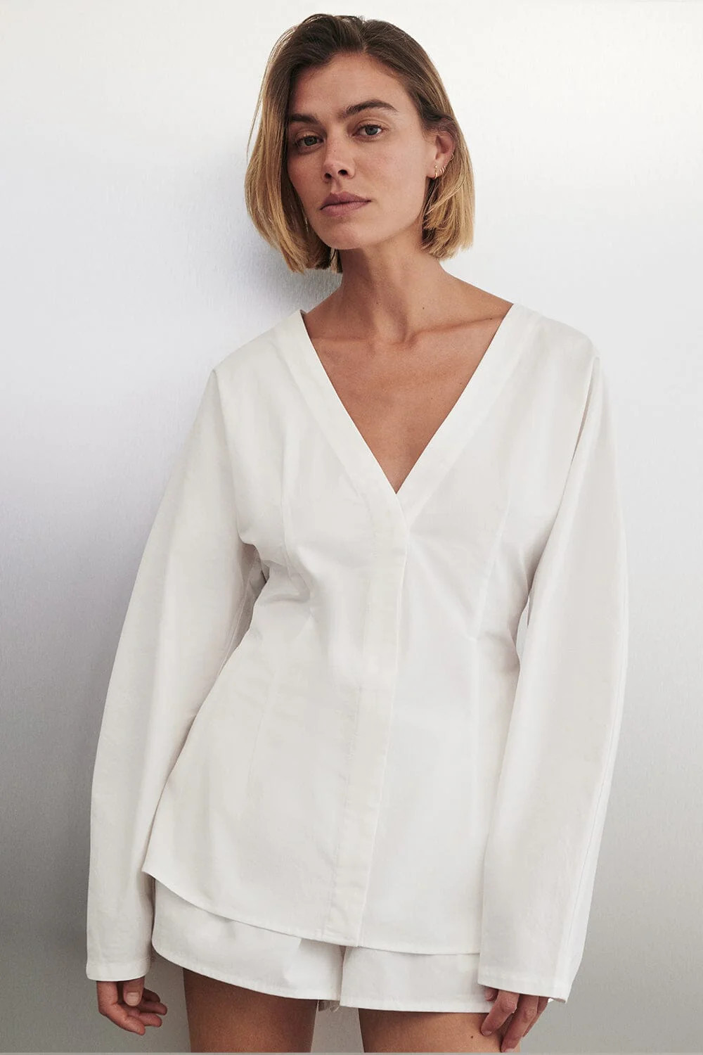 EDENA WHITE COTTON FITTED SHIRT | DISSH