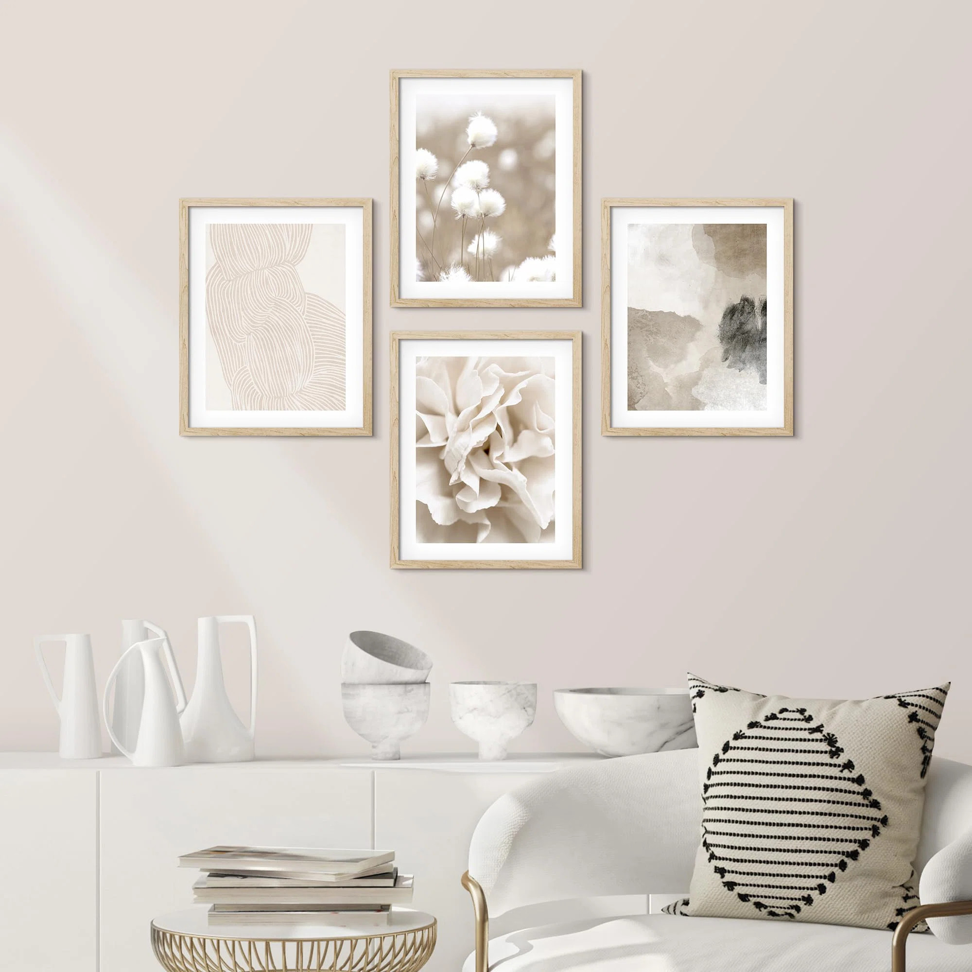 " Abstract Botanical Pictures Beige " 4 - Pieces (Set of 4) | Wayfair North America