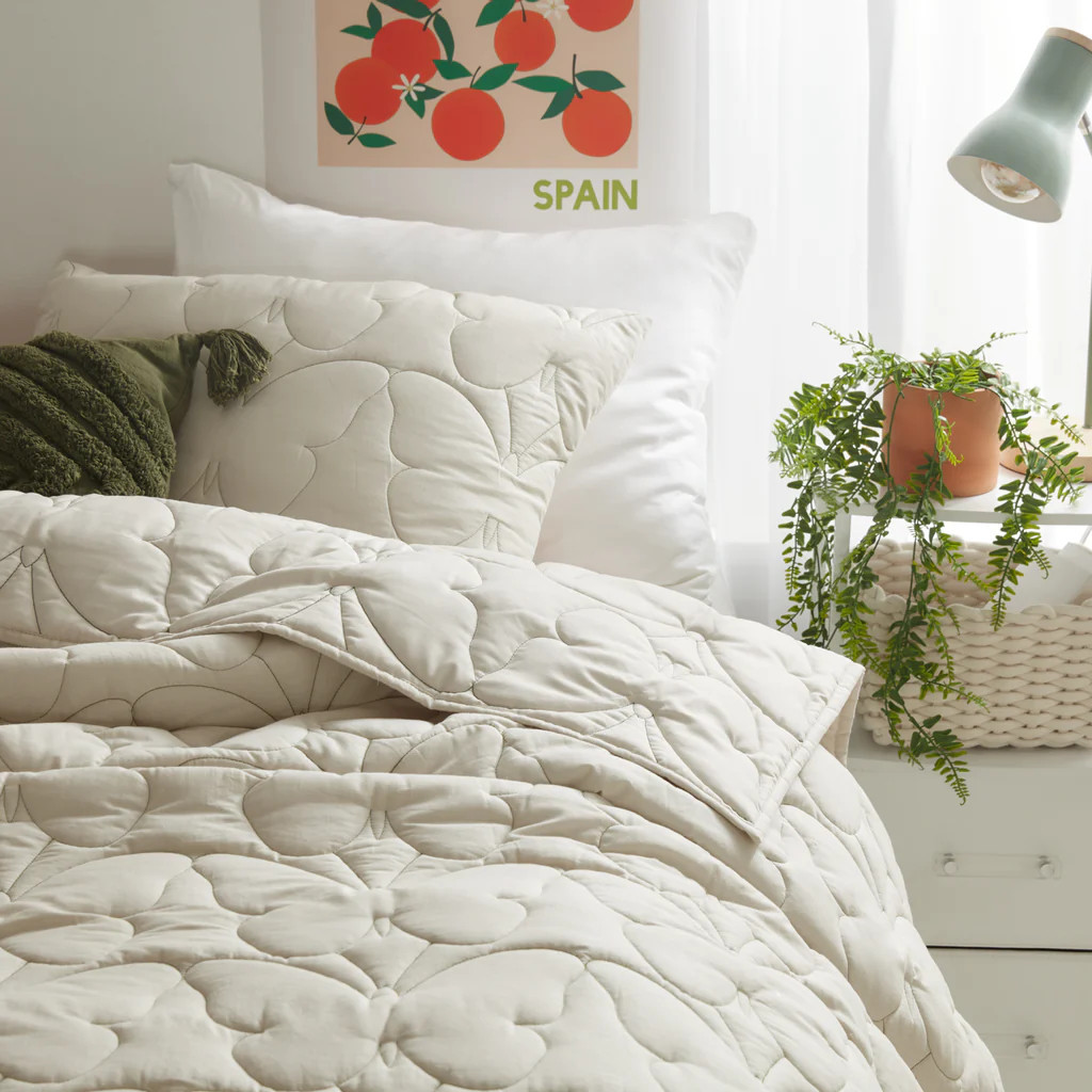 Margo Embroidered Butterfly Quilt and Sham Set | Dorm Essentials - Natural / Twin/Twin XL - Dormi... | Dormify