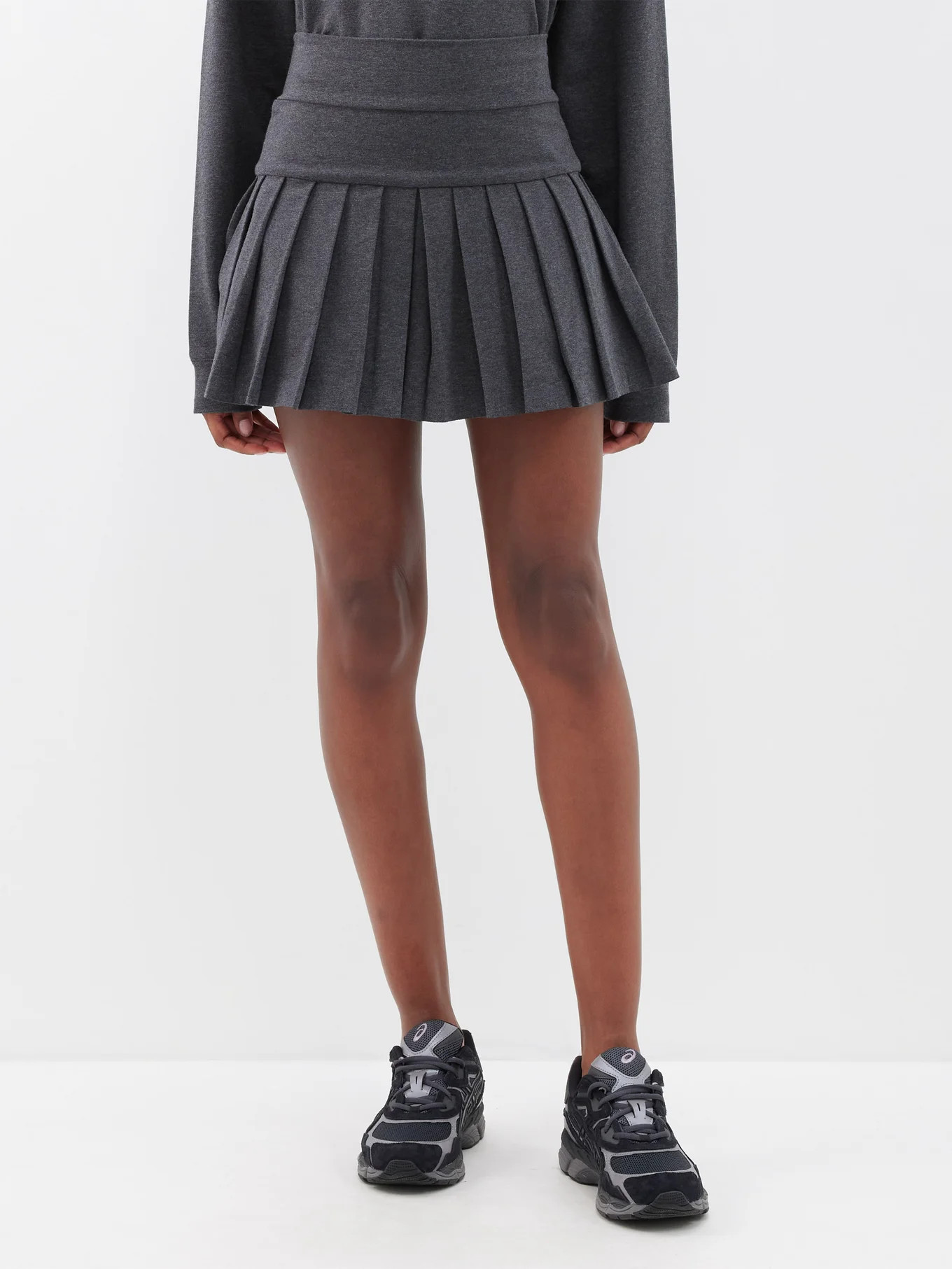 Pleated cotton-blend jersey mini skirt | Norma Kamali | Matches (UK)