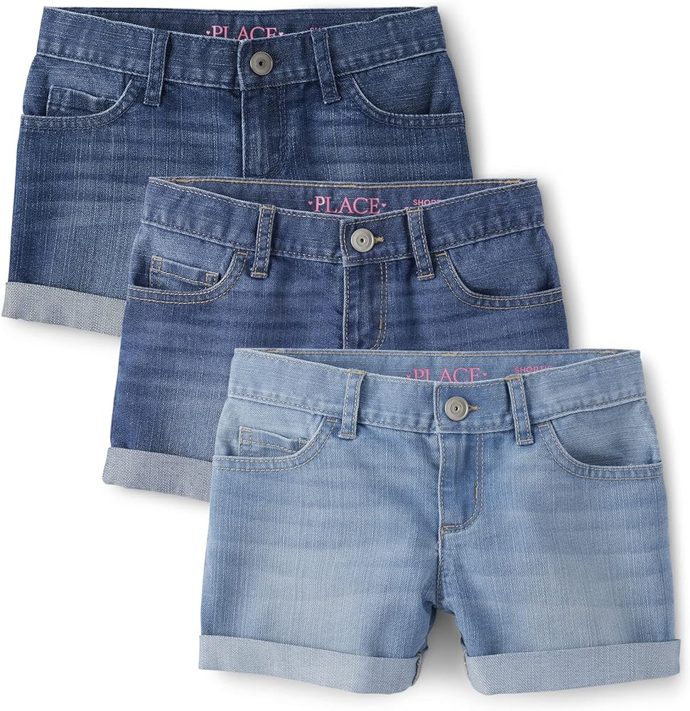 The Children's Place Girls Roll Cuff Denim Shortie | Amazon (US)