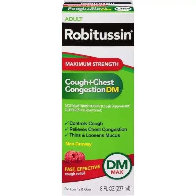 Robitussin Max Strength Non-Drowsy Cough Congestion DM and Cold Medicine, 8 Fl Oz - Walmart.com | Walmart (US)