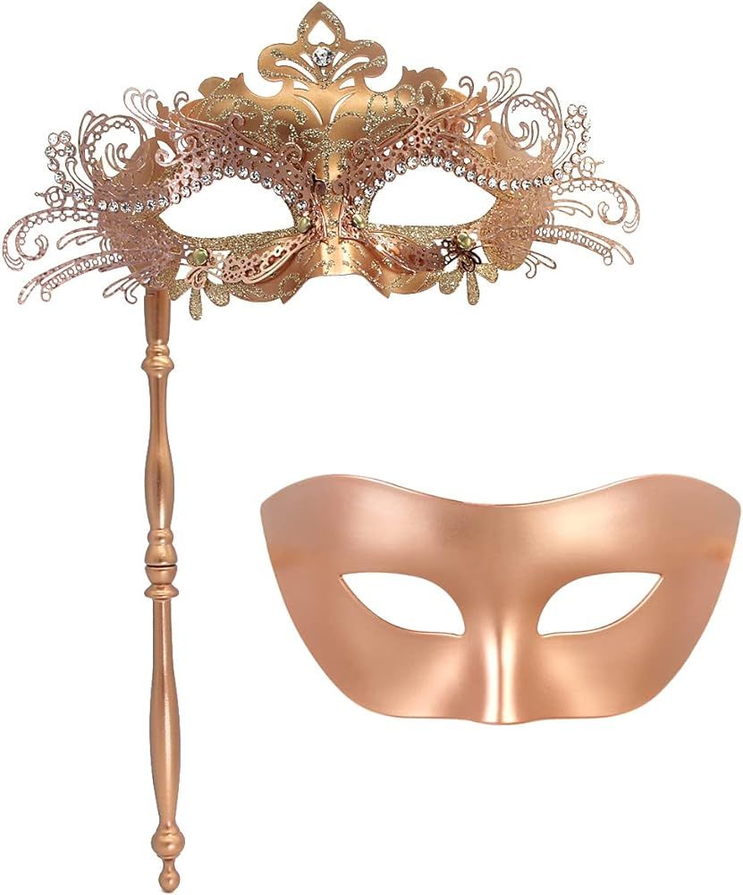 IETANG Couple Mask Half Venetian Masquerade Ball Mask Party Costume Accessory | Amazon (US)