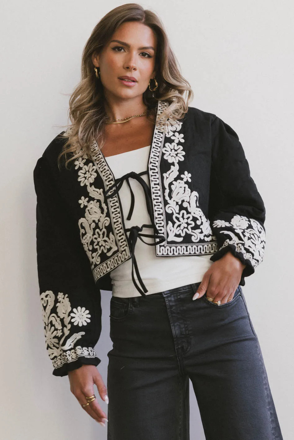 Benja Embroidered Jacket in Black | Böhme US