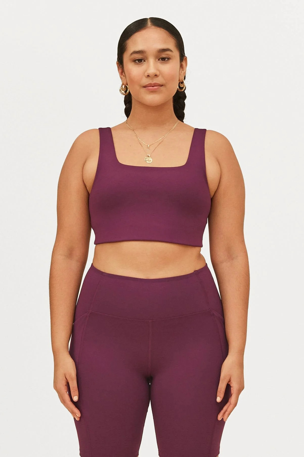 Plum Tommy Cropped Bra | Girlfriend Collective