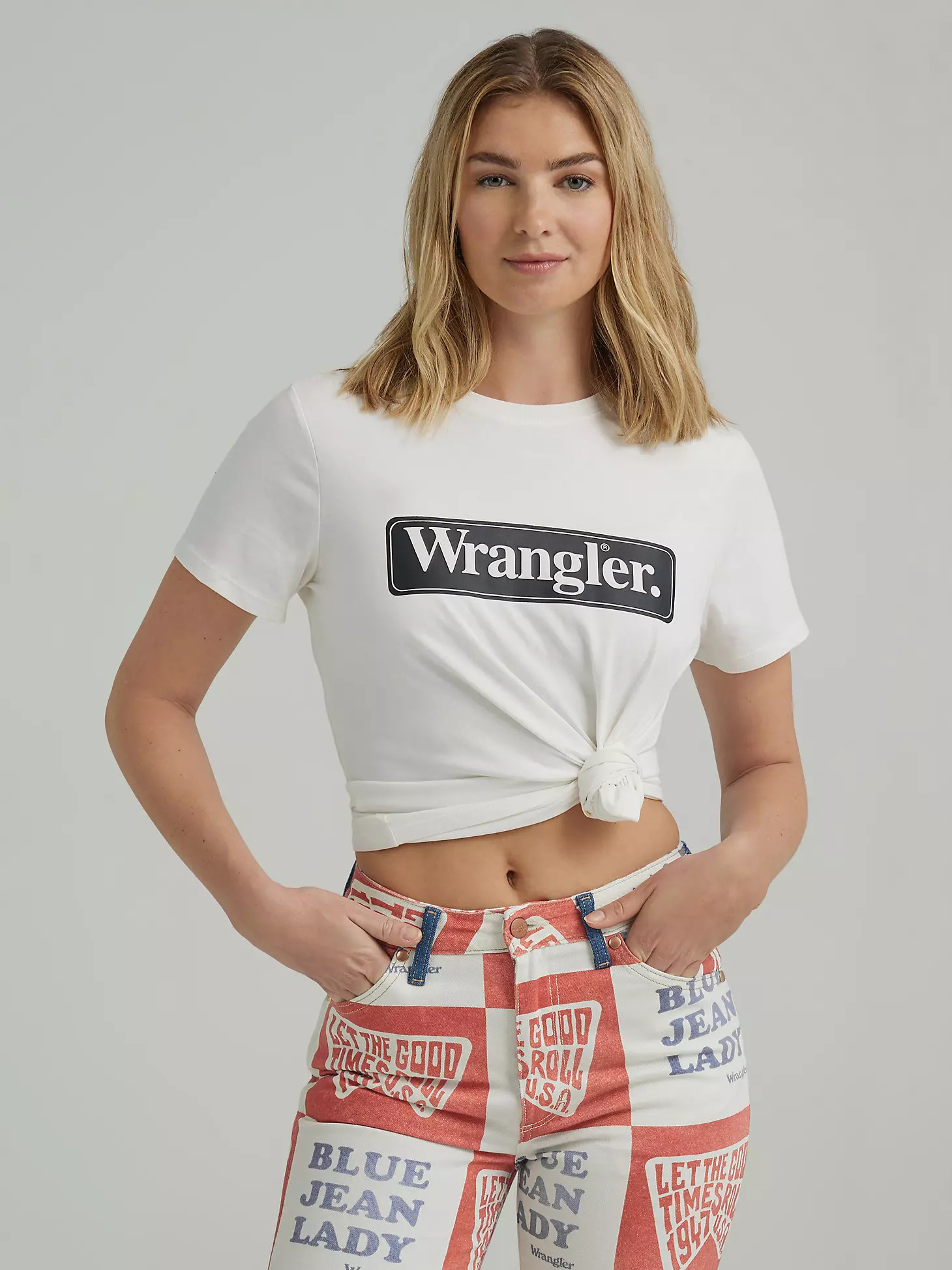 Women's Block Logo Tee in Worn White | Wrangler