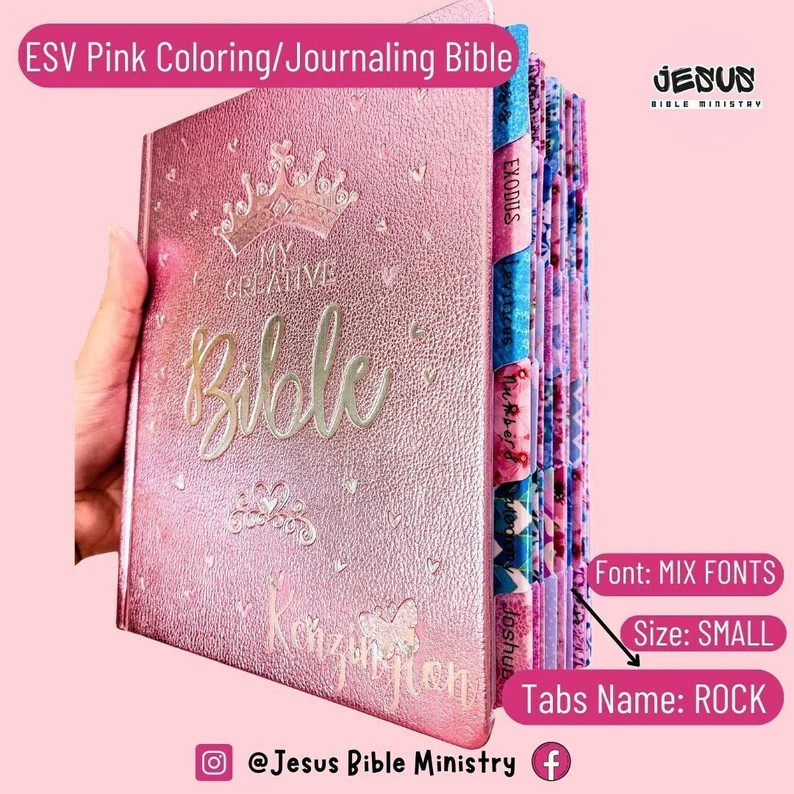 PERSONALIZE Bible, ESV Bible, Pink, Customize Tabs, Hardcover, Christian Bible, Bible for Teens, ... | Etsy (US)