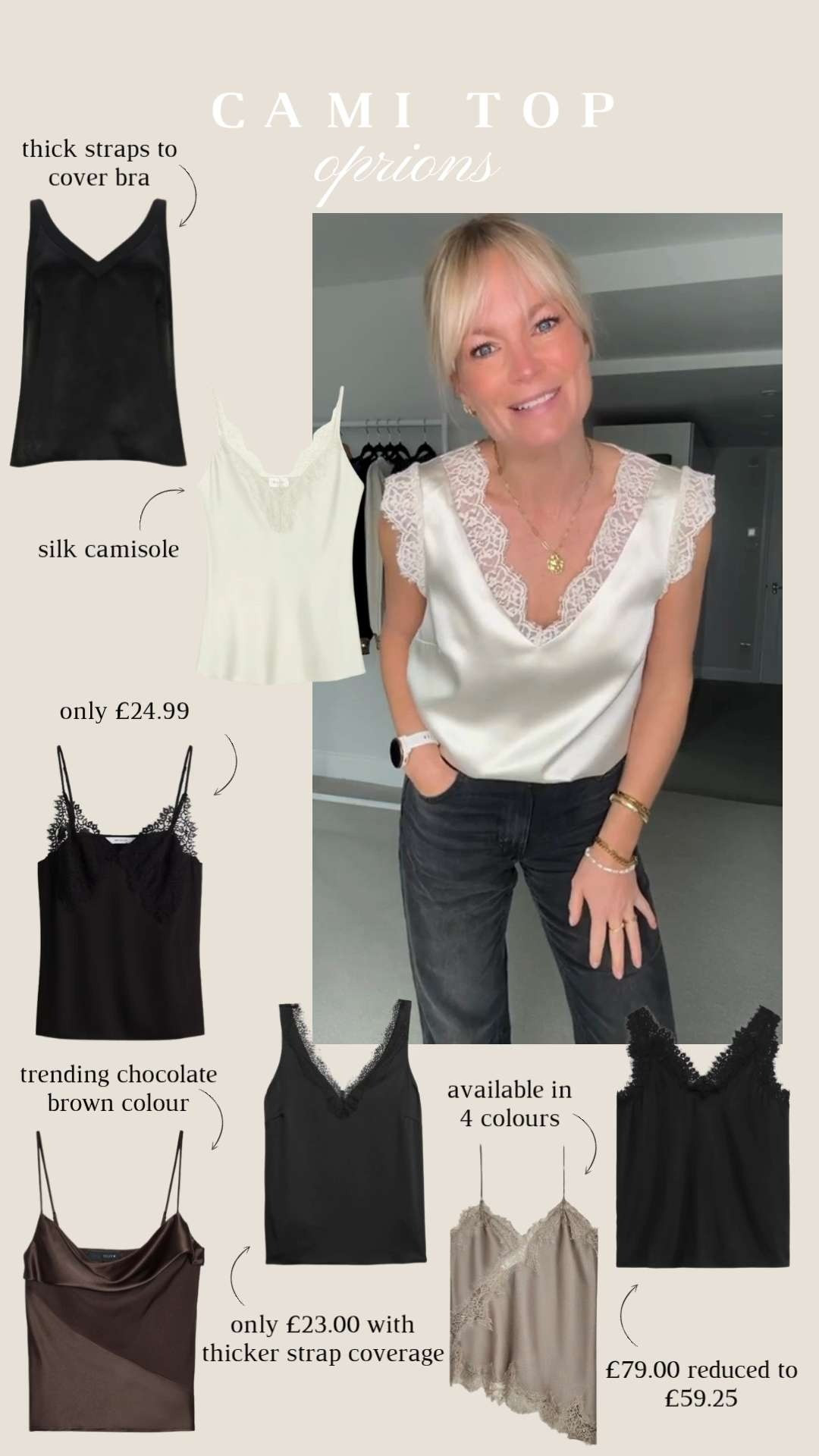 Cami tops, satin and lace, layering, outfit ideas, high street finds, thick straps, easy outfit inspiration, autumn fashion 

 

#LTKuk #LTKautumn #LTKstyletip
