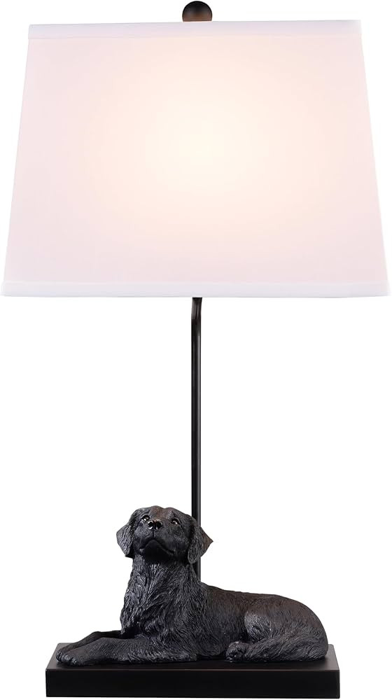 YANIC Desk Lamp with Black Dog Statue, Resin Lamp for Bedroom, 3 Way Dimmable Rotary Switch, Home... | Amazon (US)