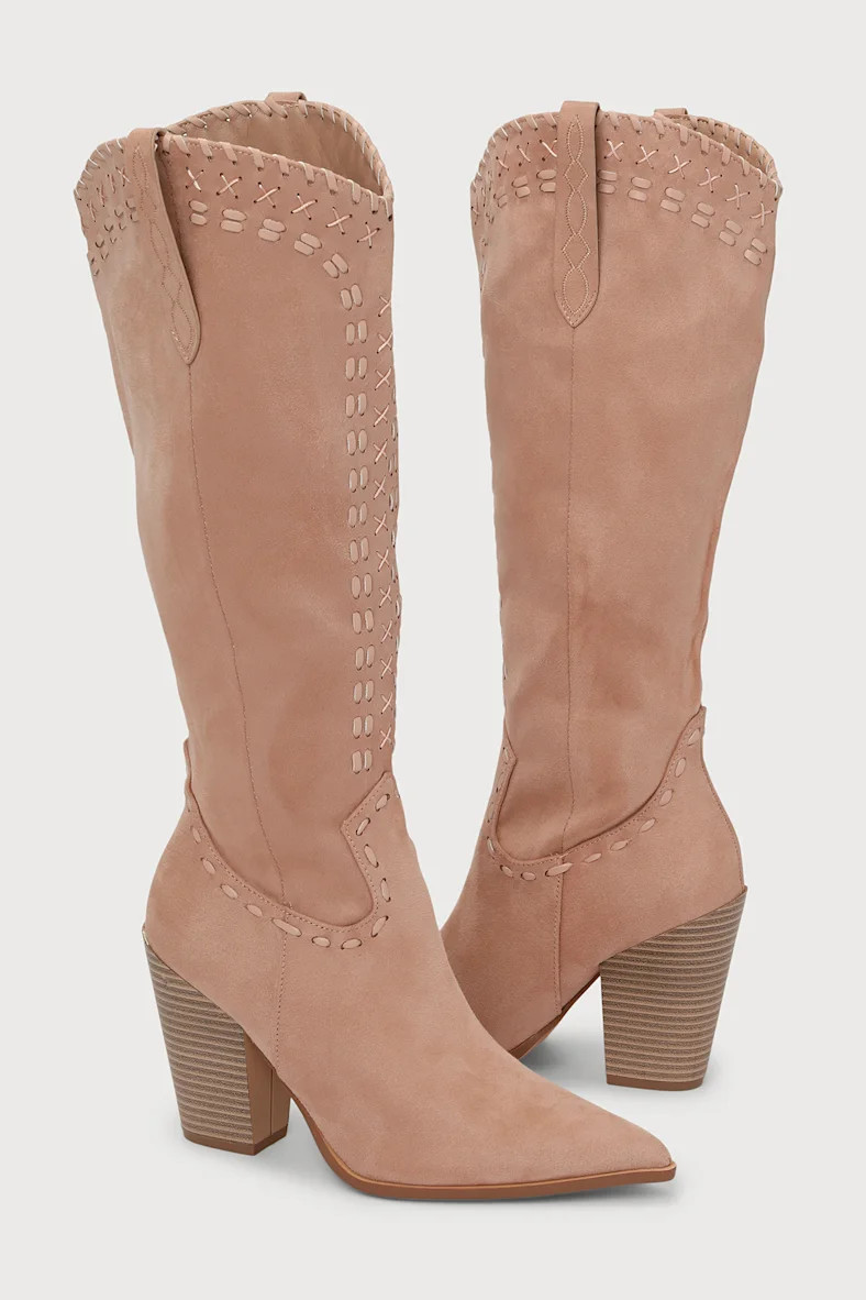 Yohana Dusty Rose Suede Pointed-Toe Knee-High Boots | Lulus (US)