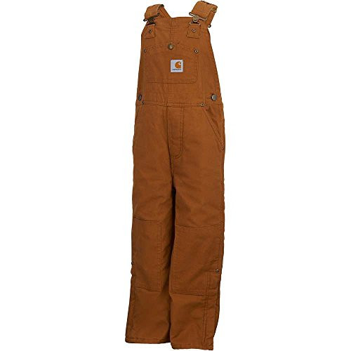 Carhartt Boys' Insulated Canvas Bib Overalls, Carhartt Brown Duck - Lined, 14 | Amazon (US)